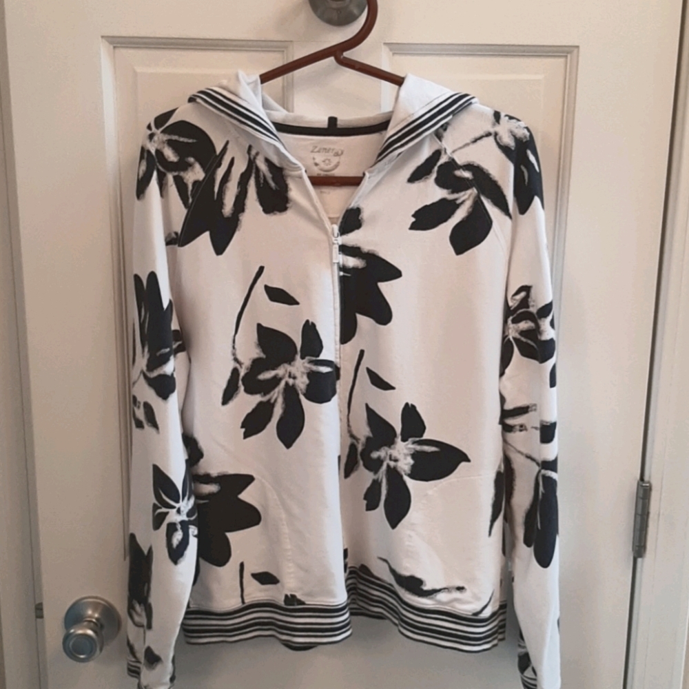 Black flowered zip up jacket